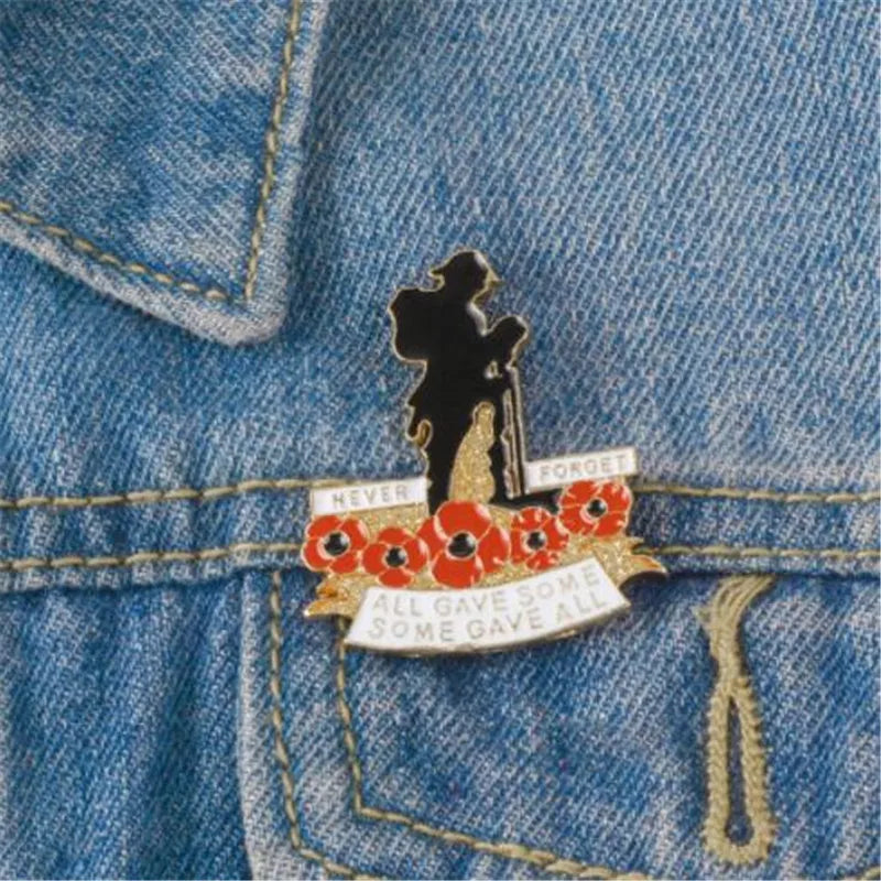 UK Remembrance Day Red Poppy Lapel Pin