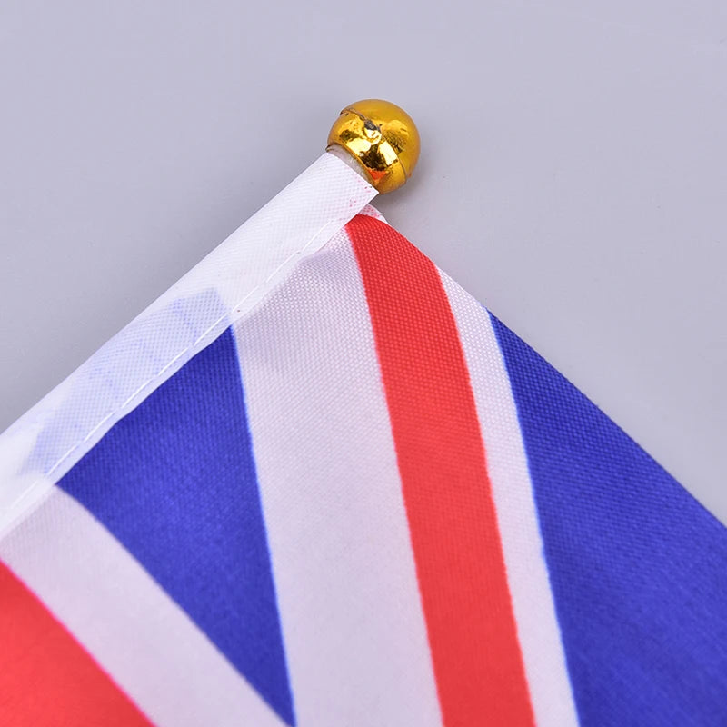 10× England Hand Waving Flags – 21×14cm UK St George Cross with Plastic Poles