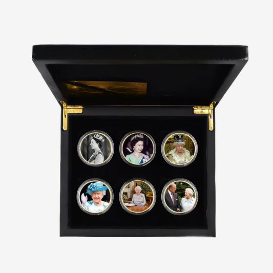 Queen of England Coins with Exquisite Wooden Box