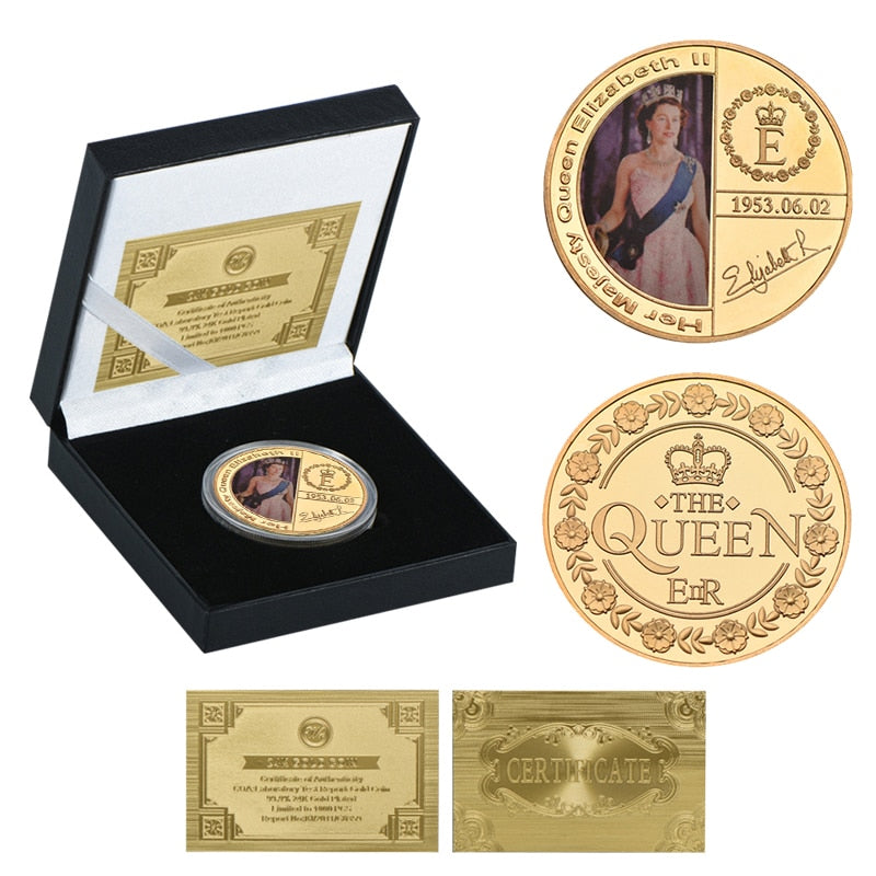 Queen Elizabeth II Gold Commemorative Coins with Gift Box